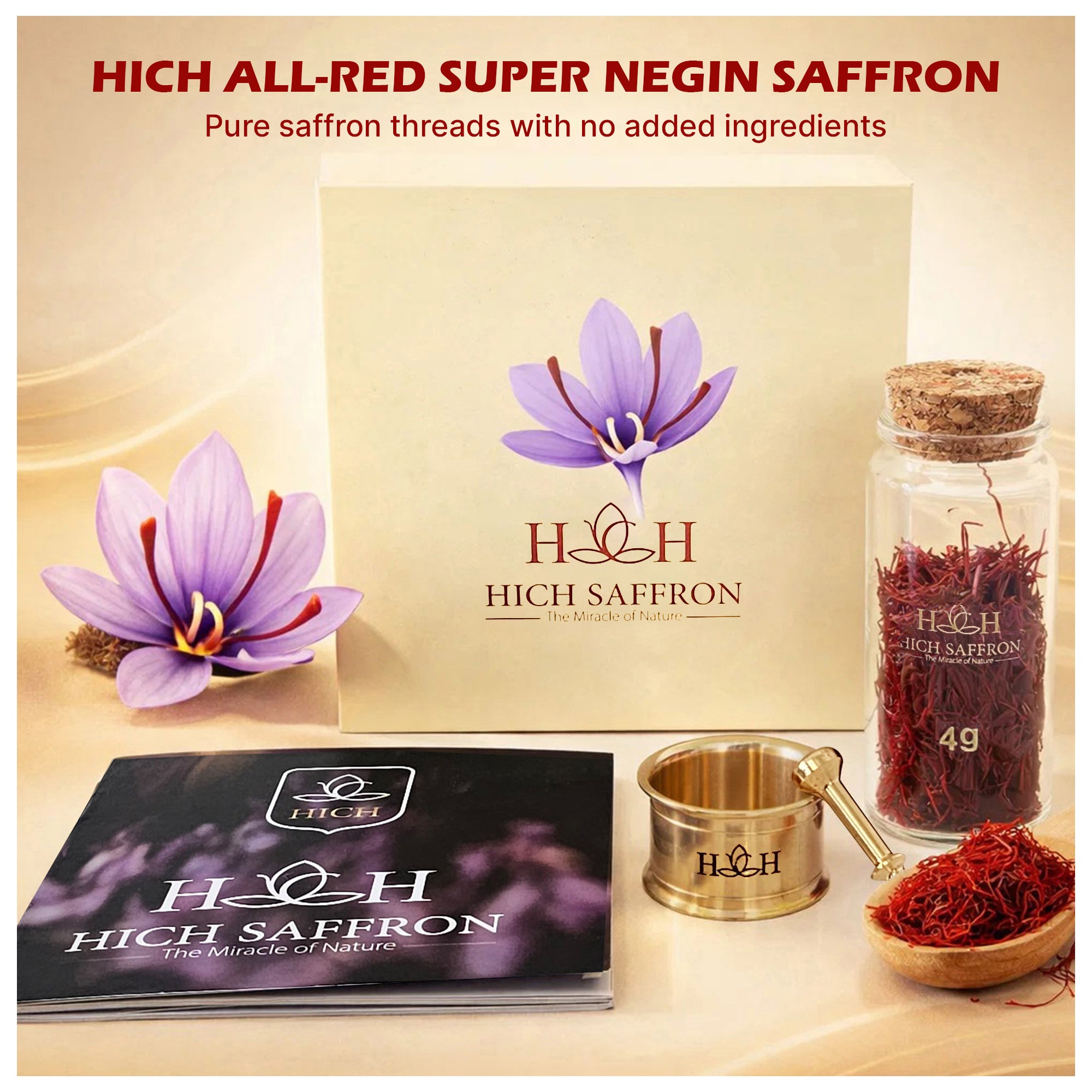 Super Negin Saffron Threads, Premium Grade A Saffron Spice, Long Red Stigmas for Rice, Tea, Paella, Risotto and Desserts – Rich Color and Aroma (2g)