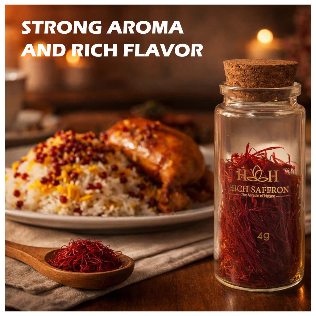 Super Negin Saffron Threads, Premium Grade A Saffron Spice, Long Red Stigmas for Rice, Tea, Paella, Risotto and Desserts – Rich Color and Aroma (2g)
