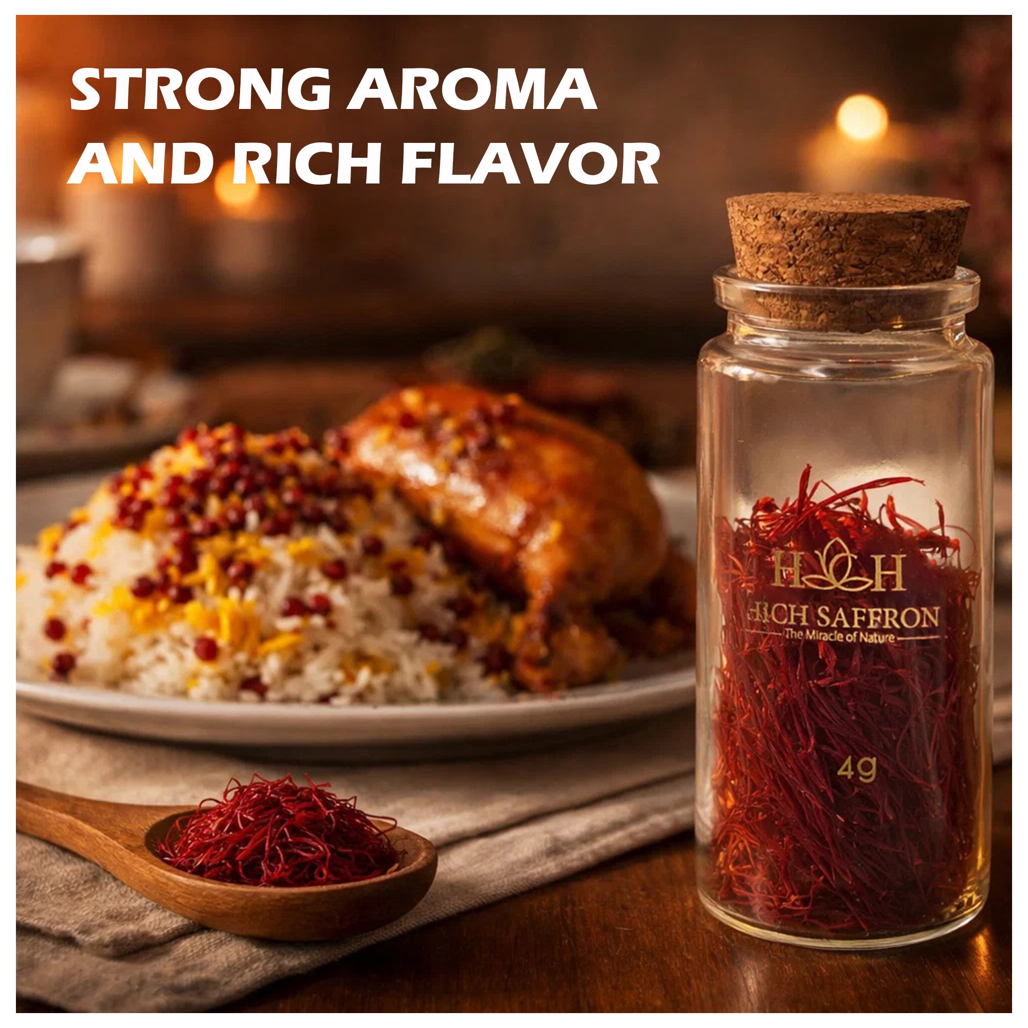 Super Negin Saffron Threads, Premium Grade A Saffron Spice, Long Red Stigmas for Rice, Tea, Paella, Risotto and Desserts – Rich Color and Aroma (2g)
